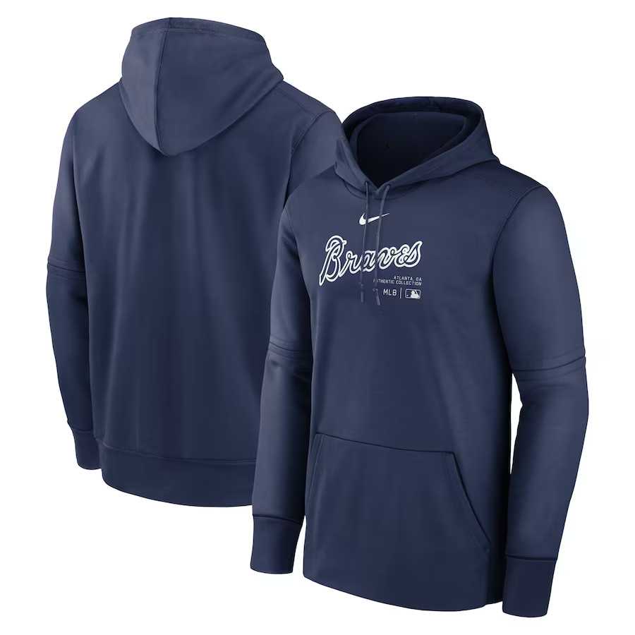 Men's Atlanta Braves Navy Collection Practice Performance Pullover Hoodie